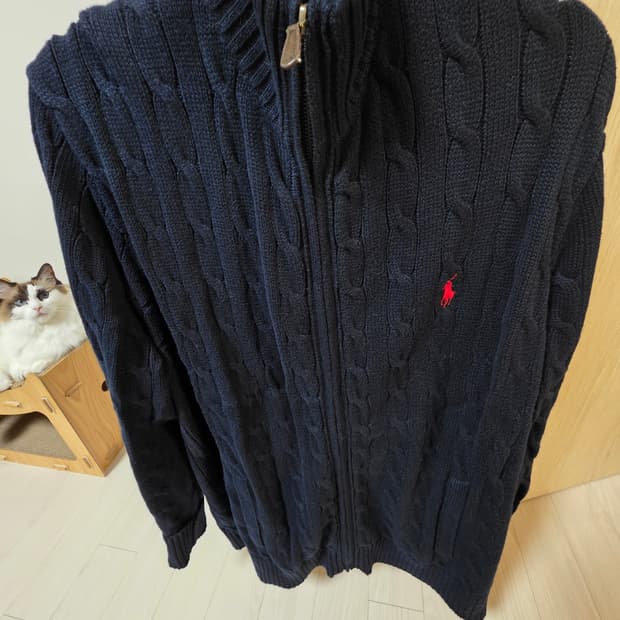 폴로 케이블 집업 가디건 XL