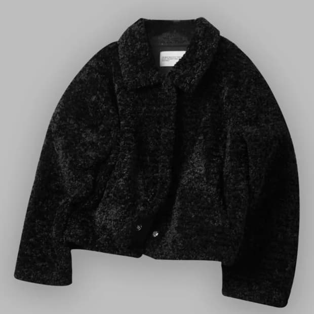 썸플레이스 퍼 플리스 숏 무스탕 자켓 점퍼 [블랙]