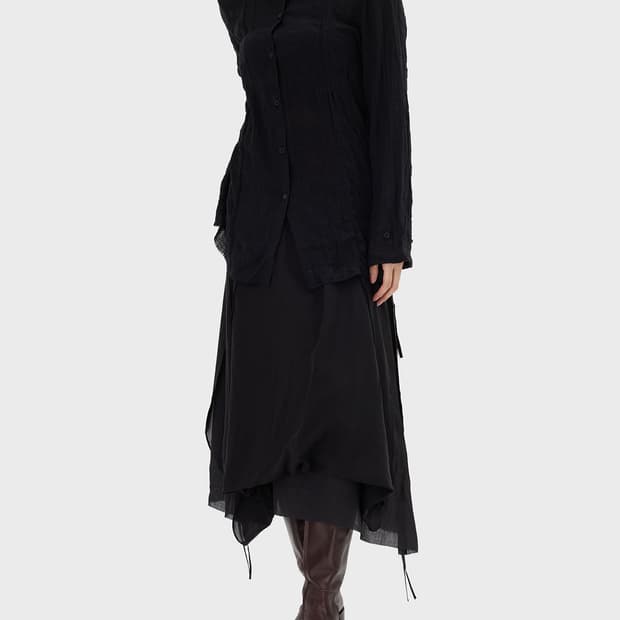 프로페서 이 드로우스트링 스커트 블랙