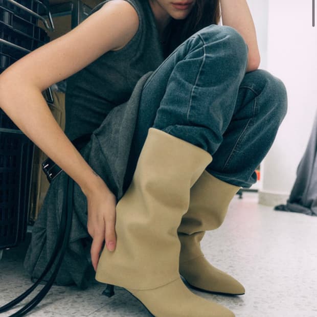 무드나잇 DANE 데인 키튼힐 폴딩부츠 - 4cm (sand-beige)