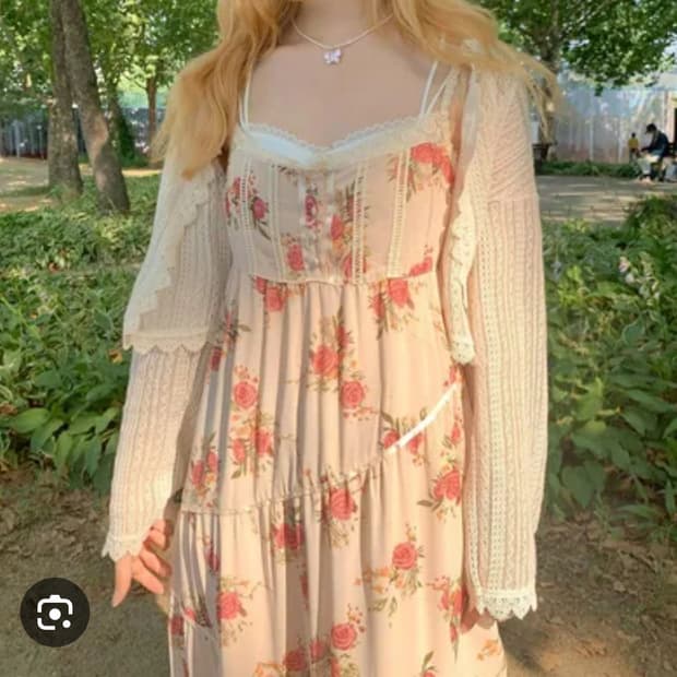 레트로문) 비긴어게인 베이지 로즈 레이스 롱원피스