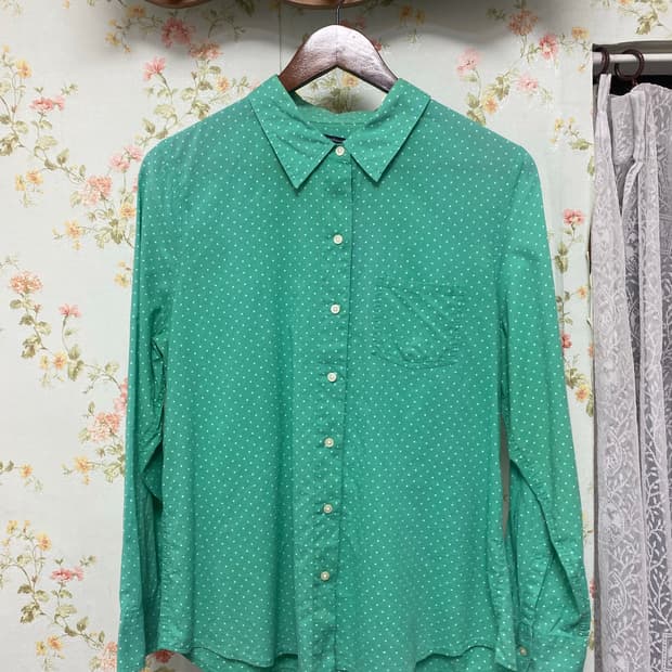 Gap 민트 도트무늬  포켓 셔츠