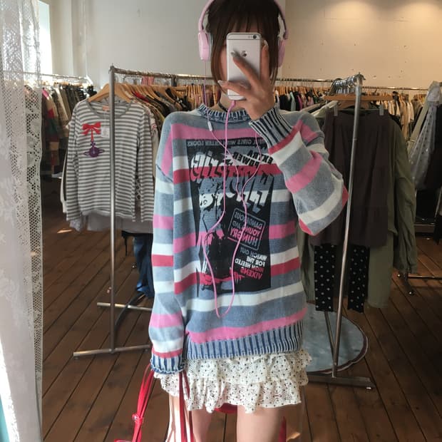 히스테릭글래머 히스걸 솜사탕 니트