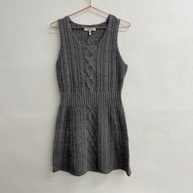 산드로 케이블 니트 원피스 그레이 (2)