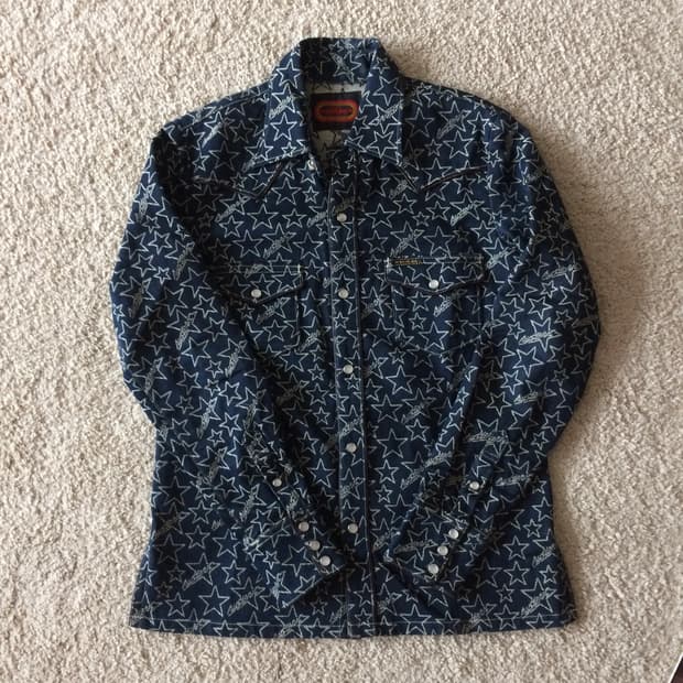 히스테릭 글래머 웨스턴 스타일 별 스타 올오버 데님 자켓 셔츠