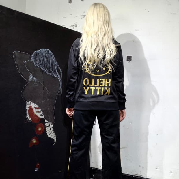 JPN 헬로키티 빅로고 져지 갸루 트레이닝 팬츠 추리닝 셋업 L