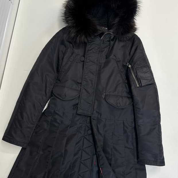 페노메논 ma-1 플리츠 롱코트 자켓  올블랙 M