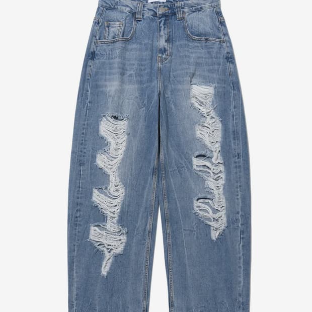 밀로아카이브 리플렉트 커브드 데미지 팬츠 라이트블루 M