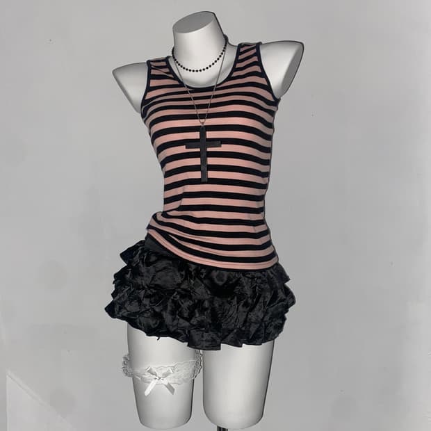  A*W pink Striped Sleeveless Top