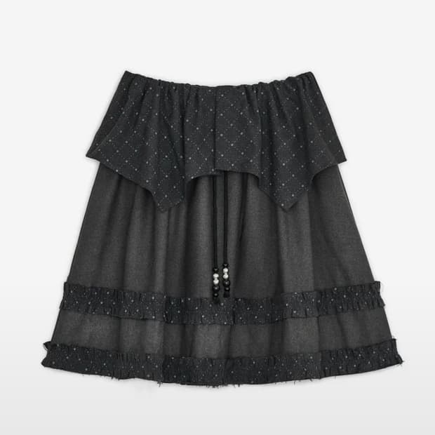 허그유어스킨 아가일 케이프 미디 스커트 (차콜)