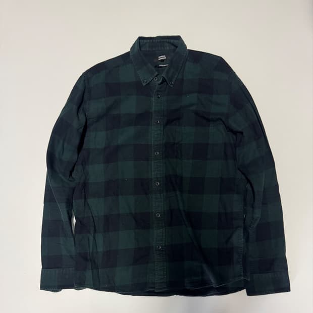 무신사스탠다드 미니멀 빈티지 긴팔 체크 셔츠 L ~ XL 그린