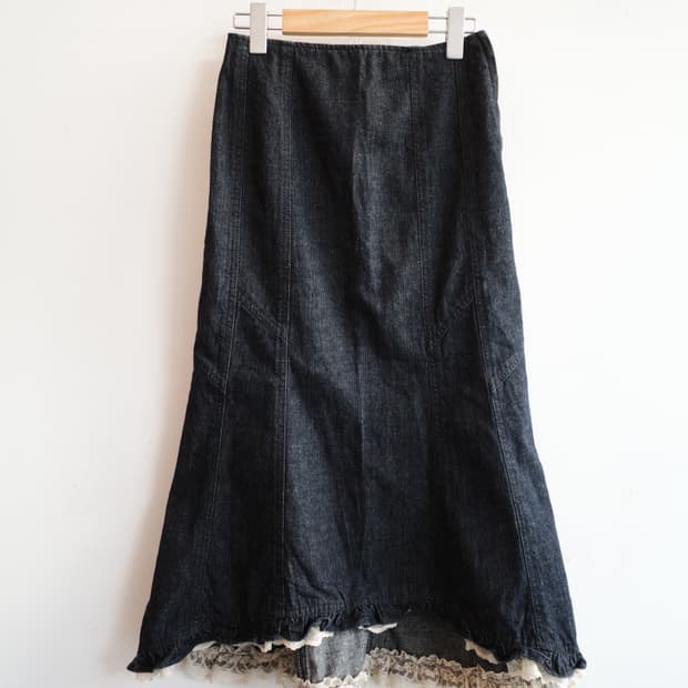 Japan brand 레이스 데님 롱 스커트 (24인치)
