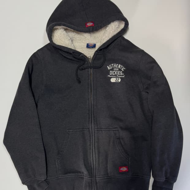 디키즈 빈티지 그레이 양털 쉐르파 후드집업 L