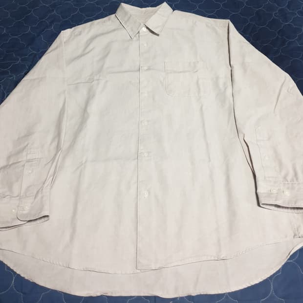 무인양품 MUJI 오버사이즈 린넨 긴팔셔츠 샌드베이지 (L)