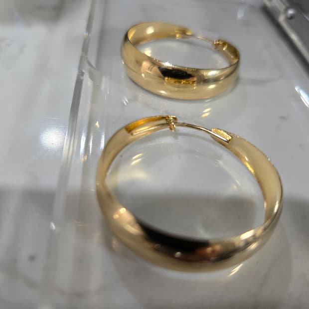 14k 옐로우골드 빅 링귀걸이 