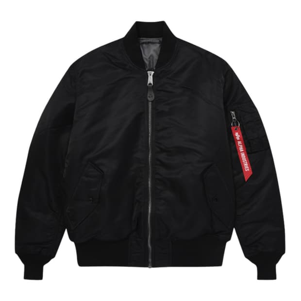 알파 인더스트리 ma-1 플라이트 자켓 블랙 건메탈 라이닝 m