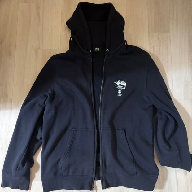 Stussy world tour zip hoodie navy