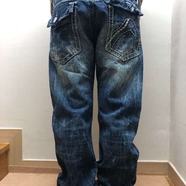 빈티지 버커루 화이트 스티치 데님 팬츠