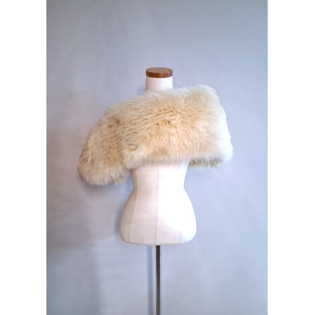 리얼 폭스퍼 아이보리 숄(스톨, 스카프, 머플러)