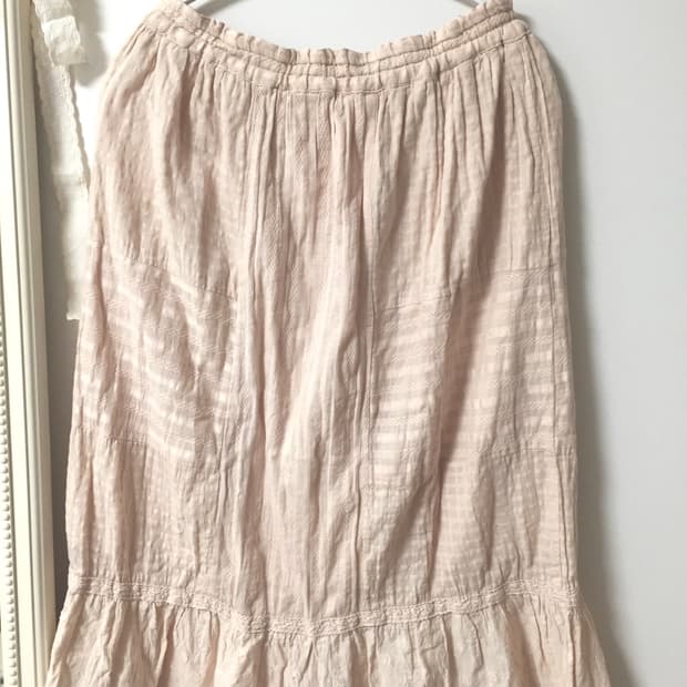 뮤트 살구 패치 미디 스커트 / 모리걸 스커트