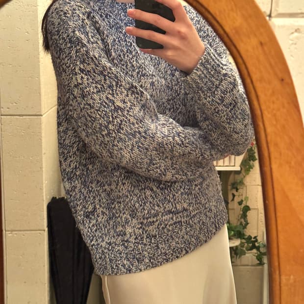 빈티지 멜란지 블루 니트