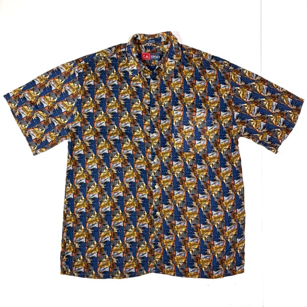 CM SPORTS 네이비 패턴 하와이안 셔츠 L
