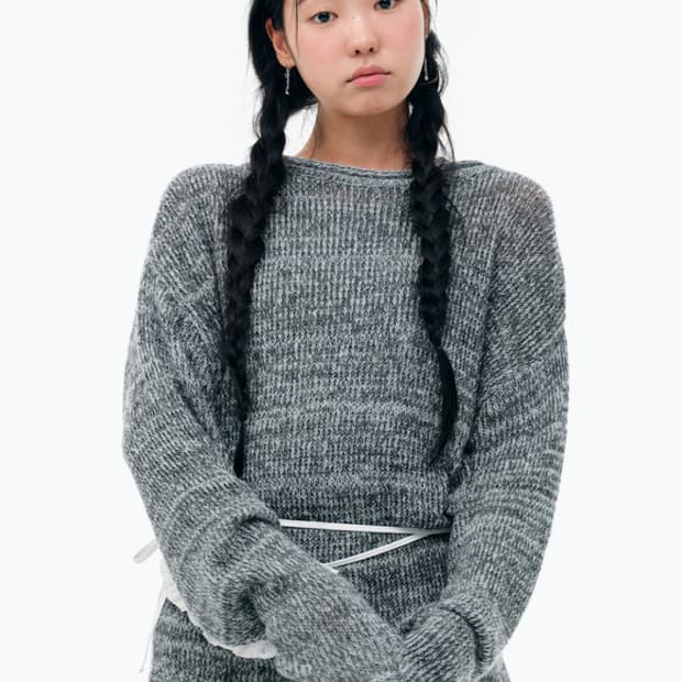 뚜오미오 오버사이즈 글리터 스웨터 더스티블루