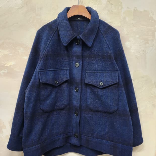 유니클로 울 혼방 체크 자켓 L