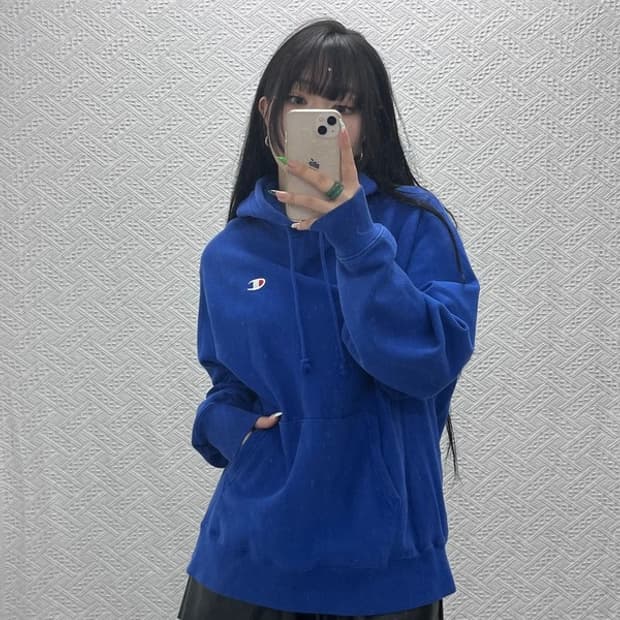 챔피온 리버스위브 올드스쿨 레트로 코발트블루 후드티 L C08968