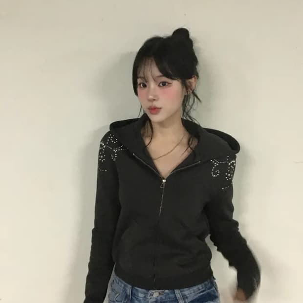 빈티지 스터드 후드집업