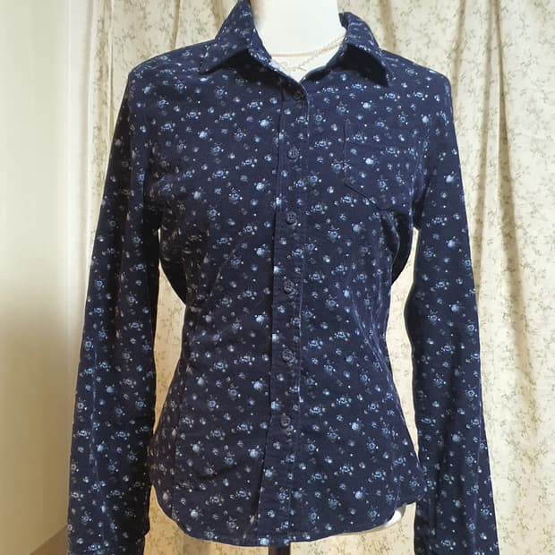 [빈티지] LEE 네이비 꽃무늬 코듀로이 긴팔 셔츠 95