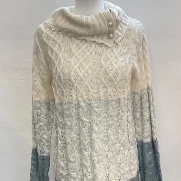 코코모리 빈티지 엑시즈팜 그라데이션 목폴라 니트 원피스 모리 페어리