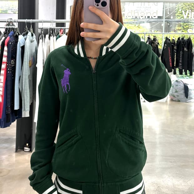 폴로 랄프로렌 빅포니 코튼 스타디움자켓 그린