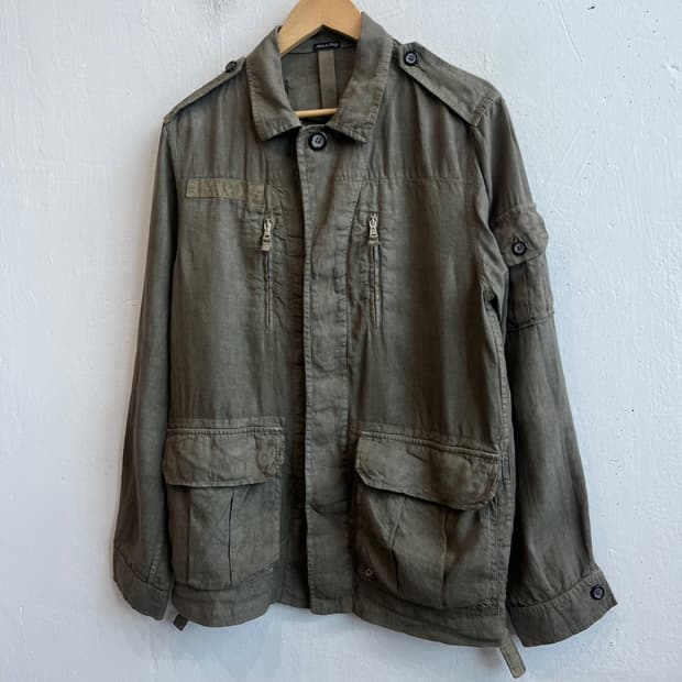 120%LINO 리노 린넨 밀리터리 자켓 Made in ITALY