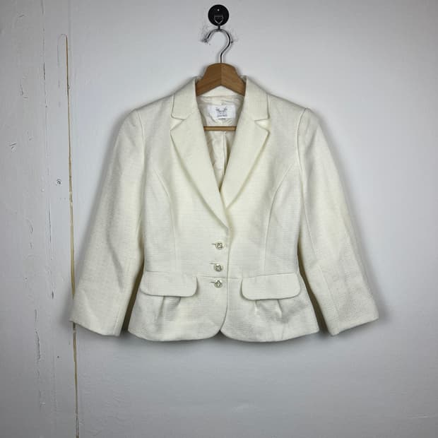 SAVIEM 아이보리 트위드 블레이저 자켓 SIZE 7