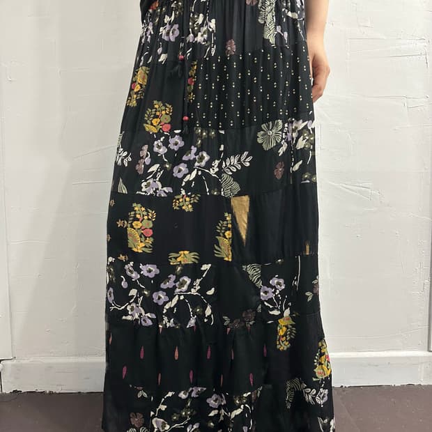ethnic patch long skirt