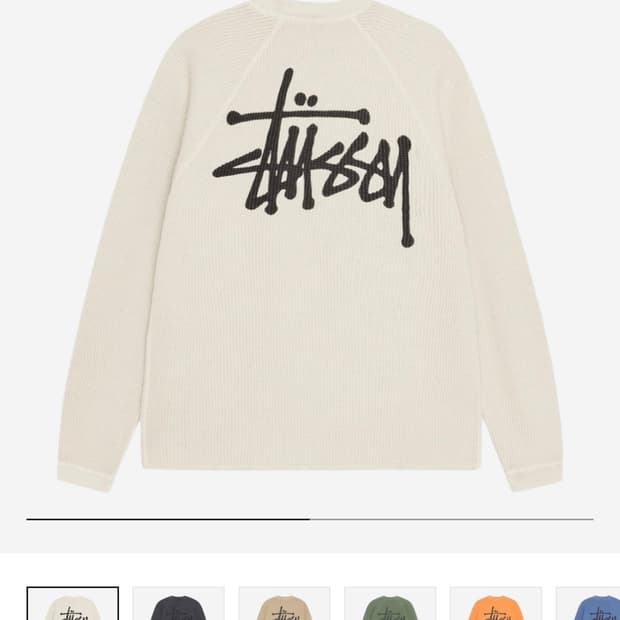 Stussy Raglan Thermal LS Crew Bone