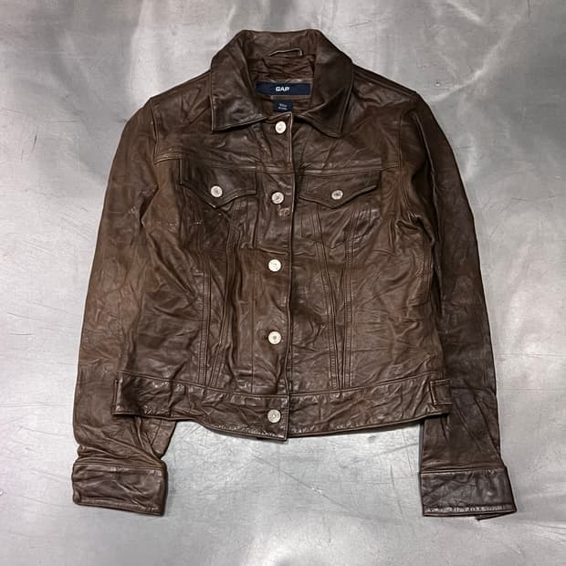  올드 갭 리얼레더 트러커 자켓 y14983
