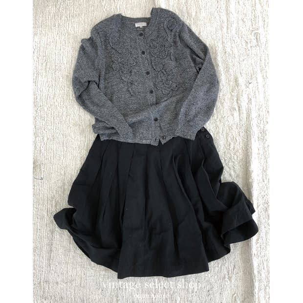 vintage flower embroidery knit cardigan