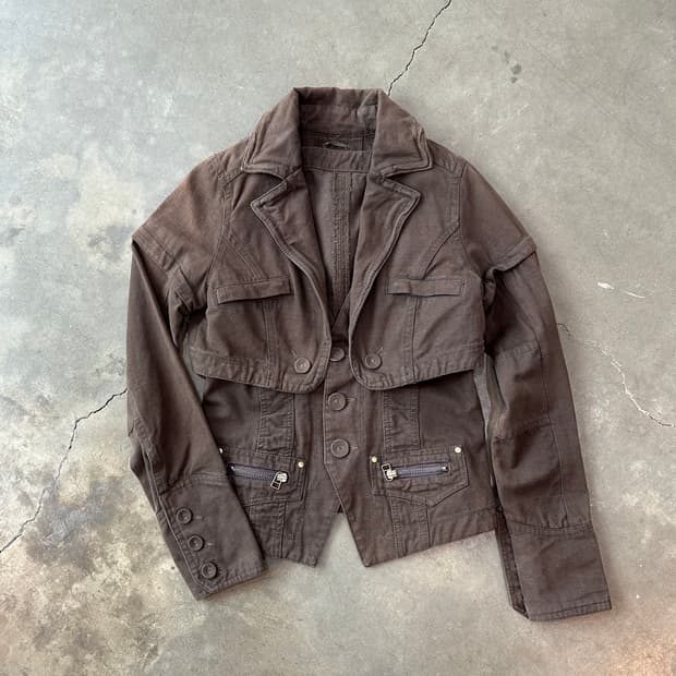 Cynical 브라운 트렌스폼 크롭 자켓
