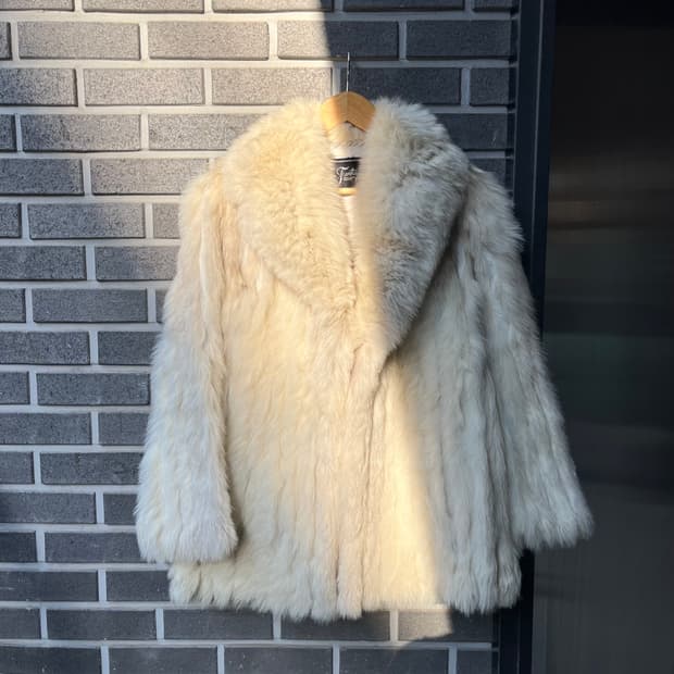 리얼 폭스퍼 모피코트 아아보리