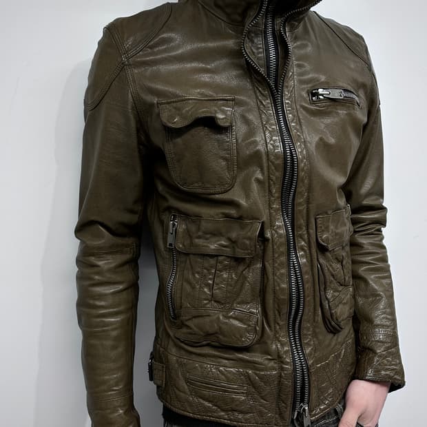 더블 지퍼 하이넥 램스킨 자켓