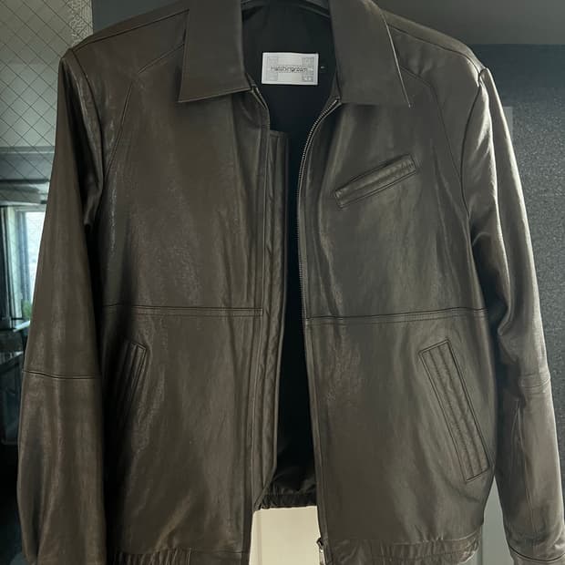 해칭룸 스티치 볼륨 레더 자켓 램스킨 다크브라운 3