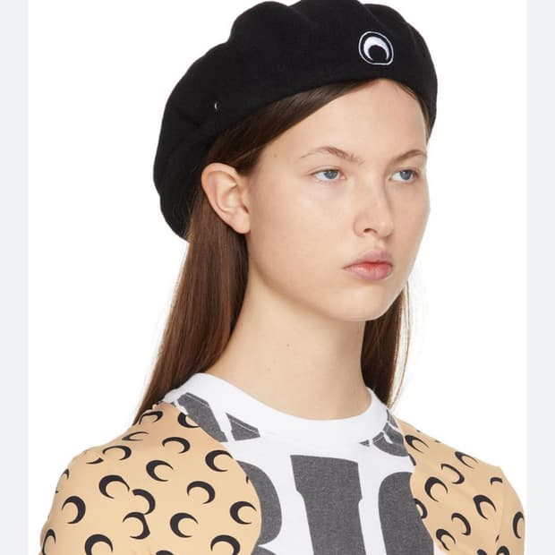 마린세르 Marine Serre 베레모 모자 실착 1회 블랙 원사이즈