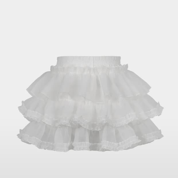 러프넥 튜튜 팬츠 스커트 화이트