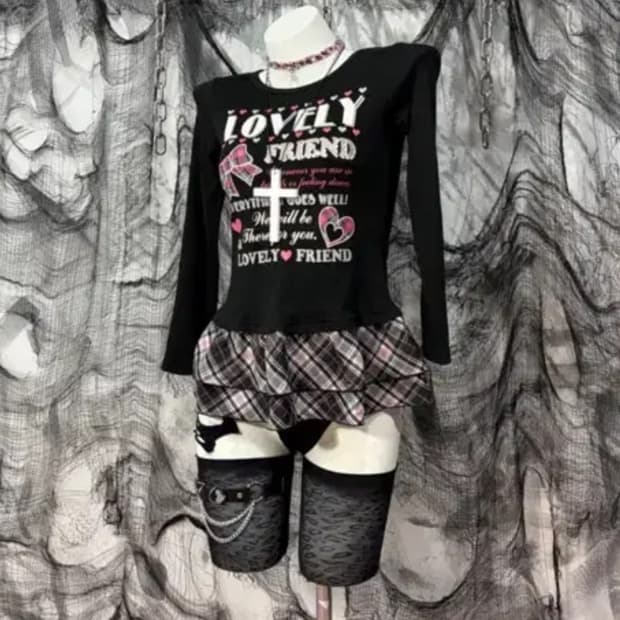 빈티지 일브 고스로리 펑크 y2k 티셔츠