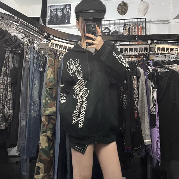 펑크 프린팅 후드집업