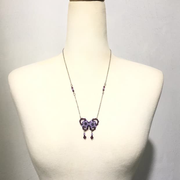 빈티지 핸드메이드 보라 나비 비즈 목걸이 페어리 오리엔탈 긱시크 모리걸