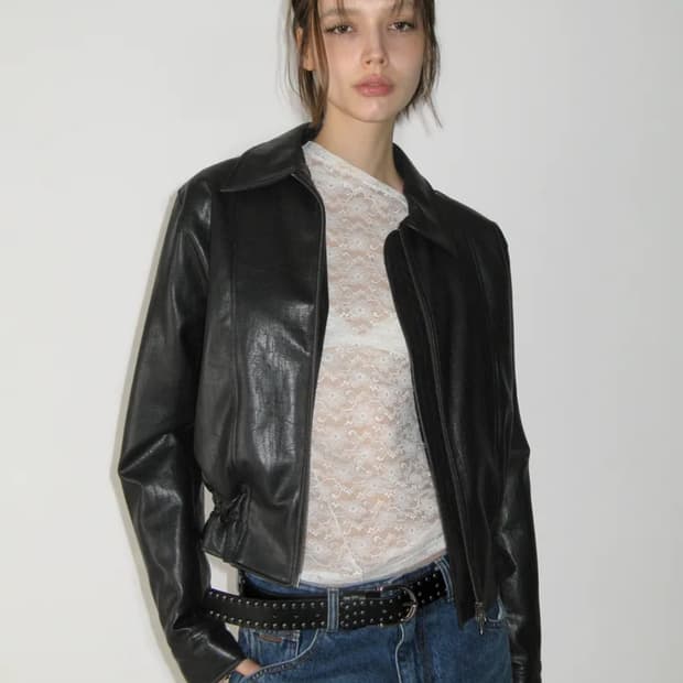 썬번프로젝트 Faux Leather Frill Jumper