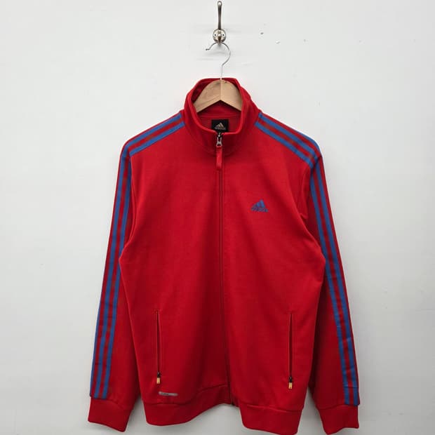 아디다스 삼선 트랙탑 레드 블루 배색 남XL